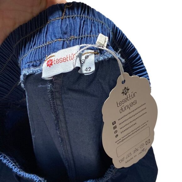 NEW Tesettur Dunyasi LACED HIJAB DENIM SKIRT DARK BLUE - Picture 9 of 9